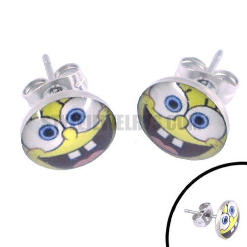 Stainless steel jewelry Spongebob earring SJE370034 - Click Image to Close