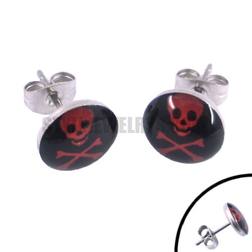 Stainless steel jewelry X skull earring SJE370037 - Click Image to Close
