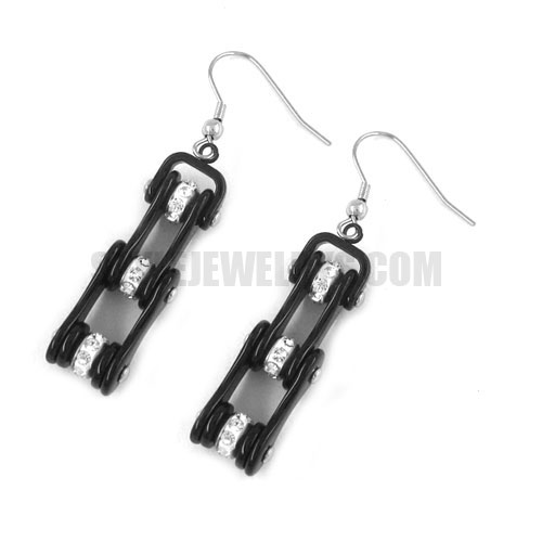 Stainless Steel Black Bling Bicycle Biker Earrings SJE370120L - Click Image to Close
