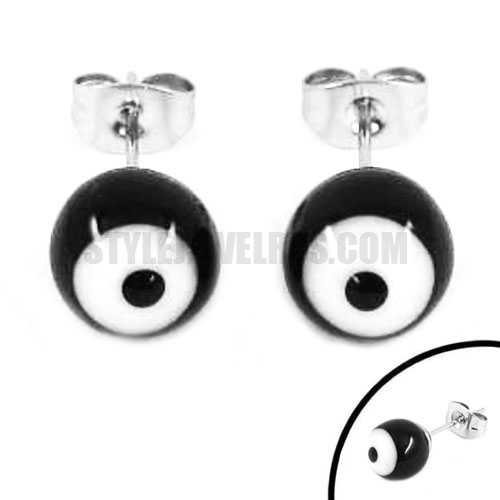 Stainless Steel Black Eye Earring SJE370141 - Click Image to Close
