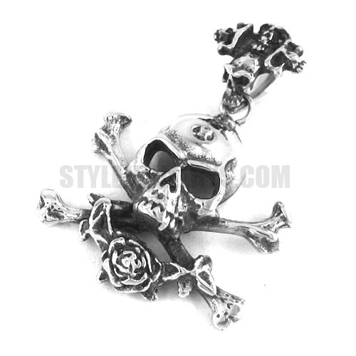 Stainless steel jewelry pendant skull rose pendant SWP0107 - Click Image to Close