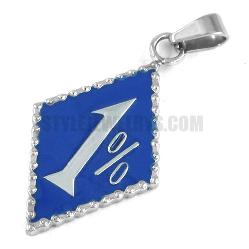 Stainless steel pendant blue one percent pendant SWP0187 - Click Image to Close