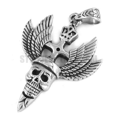 Stainless steel pendant skull & angel wing pendant SWP0215 - Click Image to Close