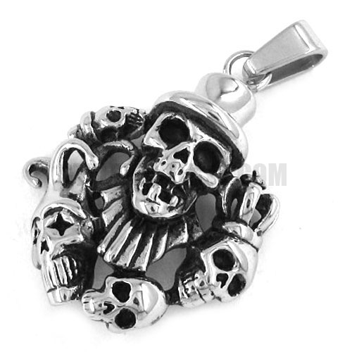 Stainless steel clown skull pendant SWP0216 - Click Image to Close