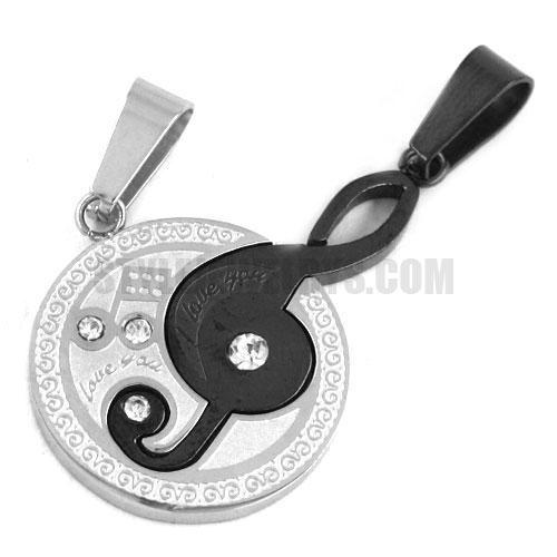 Stainless steel pendant black couple music pendant, love necklace/set pendant SWP0221 - Click Image to Close