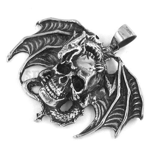 Stainless Steel Pendant Gothic Dragon Skull Pendant SWP0250 - Click Image to Close