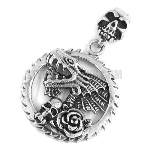 Stainless Steel Gothic Dragon Skull Pendant SWP0252 - Click Image to Close