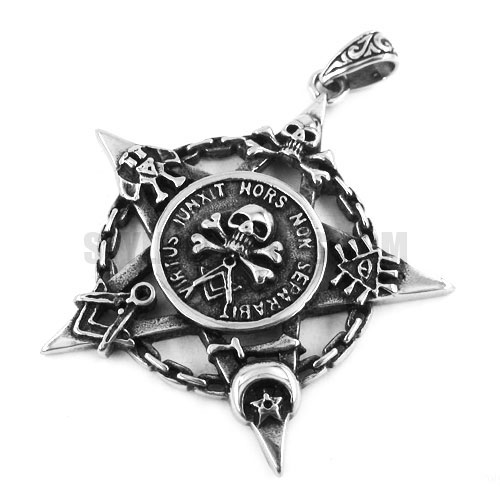 Stainless Steel Freemason Masonic Pendant, Carved Word Skull Pendant SWP0322 - Click Image to Close