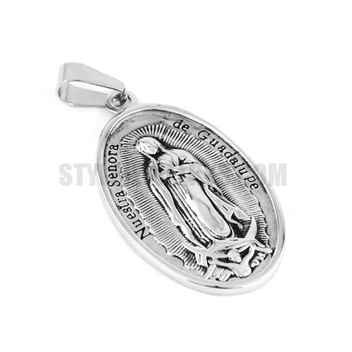 De Guadalupe Pendant, Staninless Steel Carved Word Pendant SWP0379 - Click Image to Close