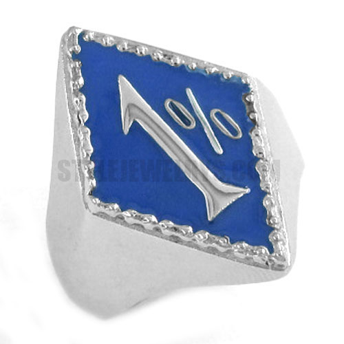 Stainless Steel Ring Blue One Percent Ring SWR0184 - Click Image to Close