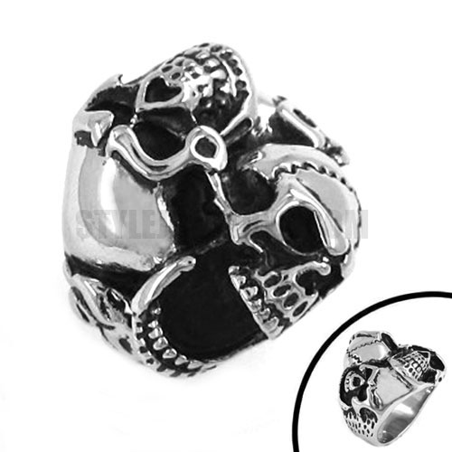 Stainless Steel Gothic Skull Ring SWR0191 - Click Image to Close