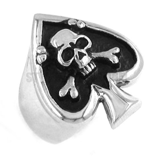 Stainless Steel Gothic Skull Ring Tribe Ace of Spades Ring SWR0207 - Click Image to Close