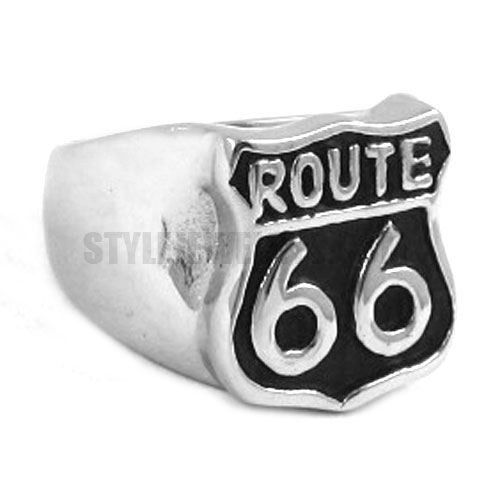 Stainless Steel Route 66 Ring Mother Road USA Highway Ring SWR0277 - Click Image to Close