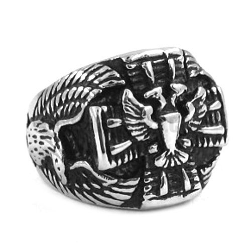 Stainless Steel Eagle Ring SWR0280 - Click Image to Close