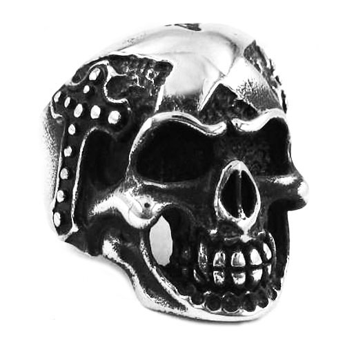 Gothic Stainless Steel Ring Skull Cross Ring SWR0399 - Click Image to Close