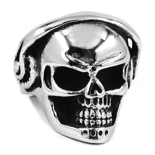 Gothic Stainless Steel Music Skull Ring SWR0414 - Click Image to Close