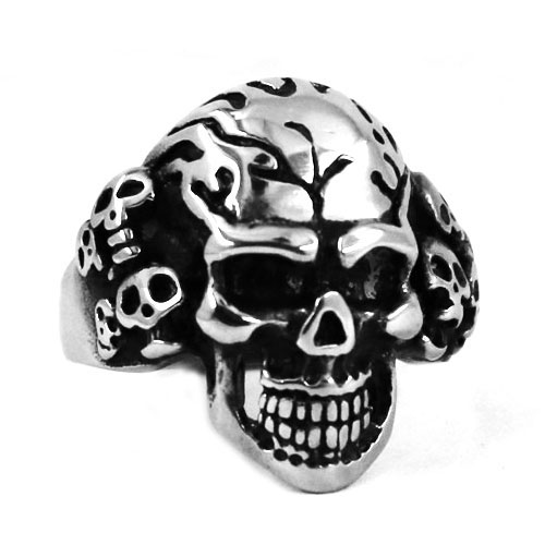 Stainless Steel Ring Vintage Gothic Skull Ring SWR0424 - Click Image to Close