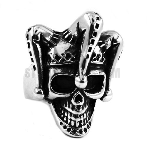 Stainless Steel Clown Skull Ring SWR0428 - Click Image to Close