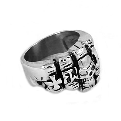 Stainless Steel Cross Skull Fist Ring SWR0496 - Click Image to Close