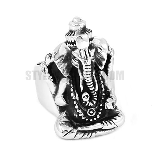 Stainless Steel Biker Men Elephant Ring SWR0547 - Click Image to Close