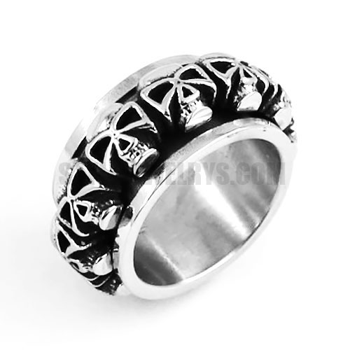 Gothic Stainless Steel Biker Skull Spinner Ring SWR0559 - Click Image to Close