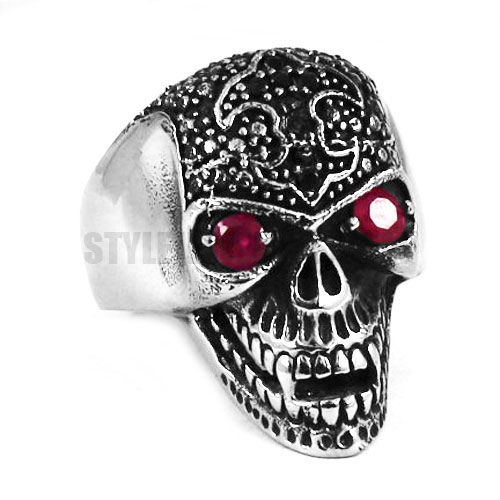 Gothic Stainless Steel Skull Ring SWR0560 - Click Image to Close