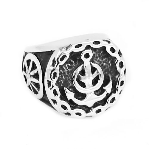 Stainless Steel Mens Ring Class Gothic Anchor Signet SWR0584 - Click Image to Close